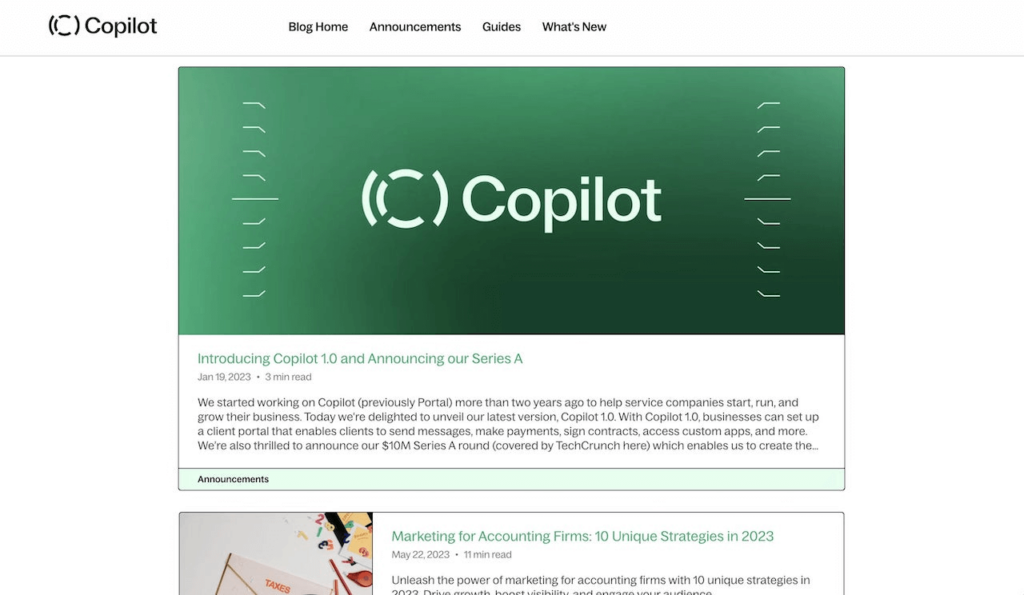 blog page of copilot
