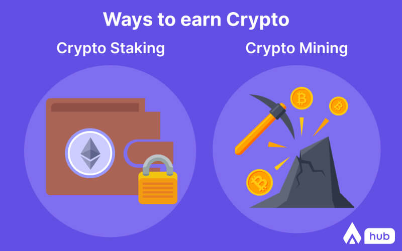 Ways to earn crypto via crypto staking and crypto mining