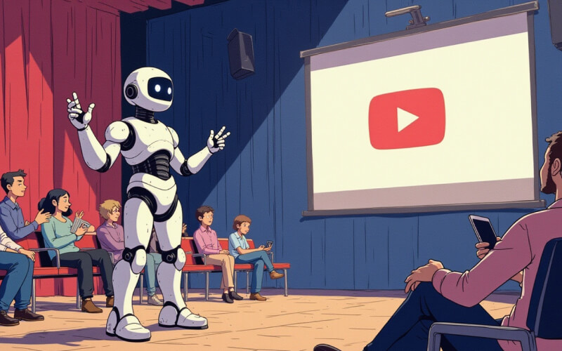 AI Robot Describing a YouTube Video to an Audience