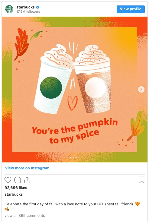 Starbuks' brand voice example - you are the pumpkin