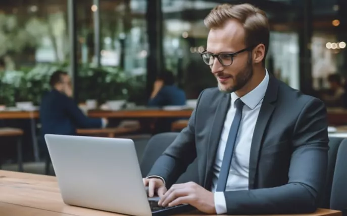 A man working on laptop